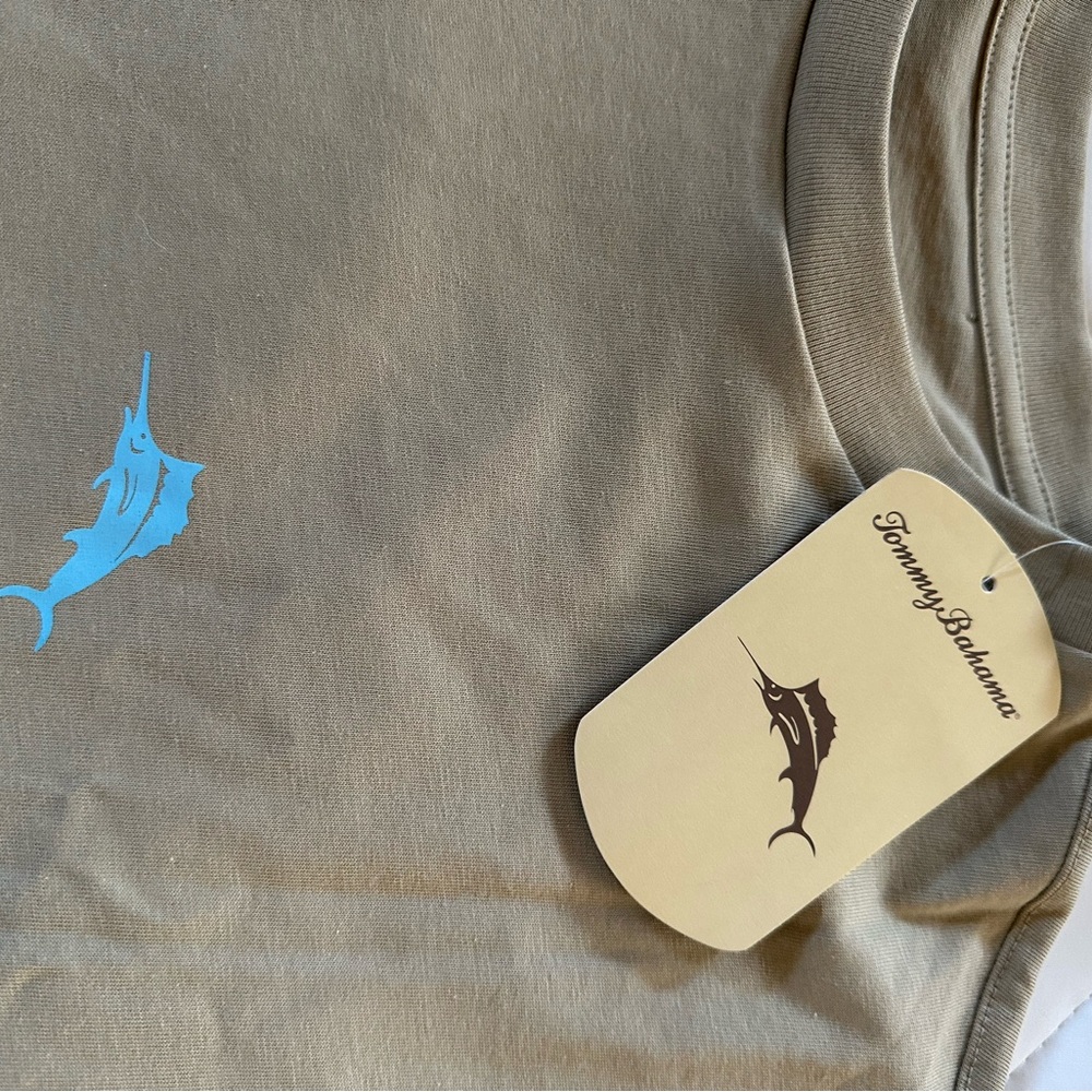 New Tommy Bahama PRACTICE YOUR SWING T-shirt Size Mens L Tan/Beige, NWT - Picture 4 of 5